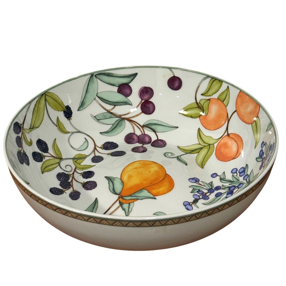 Vintage Dansk Umbrian Fruits Porcelain Large Serving Bowl 11.5x3 Portugal